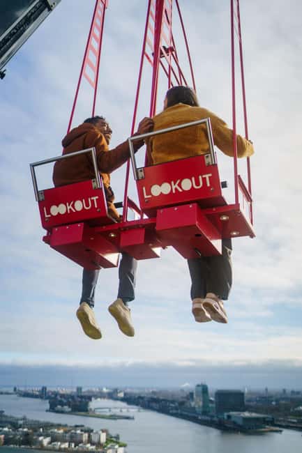 Amsterdam: A'DAM Lookout Entry Ticket with 2 Drinks - The Over the Edge swing costs extra