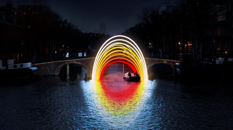Amsterdam: Light Festival Boat Tour with Warm Drinks - Seeing Amsterdam’s light art from an open boat