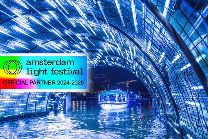 Amsterdam Light Festival: Cruise Unlimited Drinks & Bite option - The Flower Market from the water
