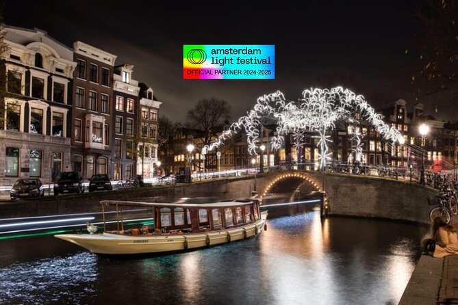 Amsterdam Light Festival: Cruise Unlimited Drinks & Bite option - Open boat views or covered protection from rain