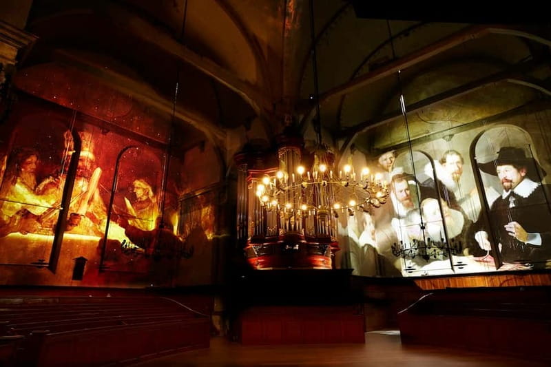 Amsterdam: Van Gogh and Rembrandt Immersive Experience Entry - Sunflowers, angels, and blossoms across the church