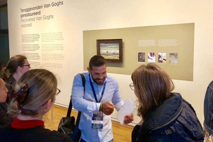 Amsterdam: Van Gogh Museum Masterpieces Tour up to 8 guests - Meeting near Cobra Café and entering the museum